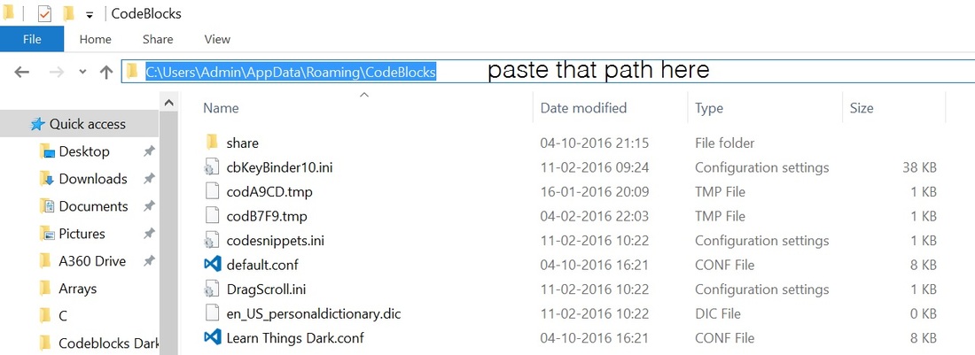Paste Code blocks path